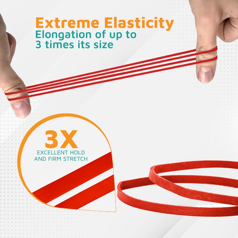 PlasticMill Red Rubber Bands Size 33 (3 1/2" x 1/8") - #33 Colored Rubber Bands Office Supplies - Strong, Elastic Bands for Crafts, Balloon Garland, Cash, File Folders (100-Pack) - Image 3